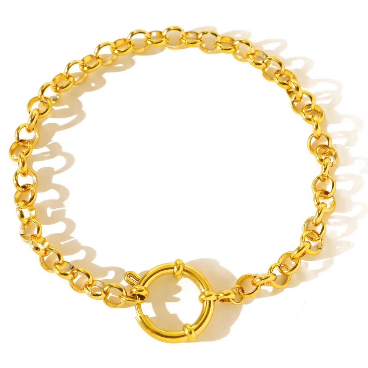 WG 1pc Stylish Stainless Steel Spring Clasp Pendant Bracelet Spring Clasp Paperclip Chain Bracelet Jewelry