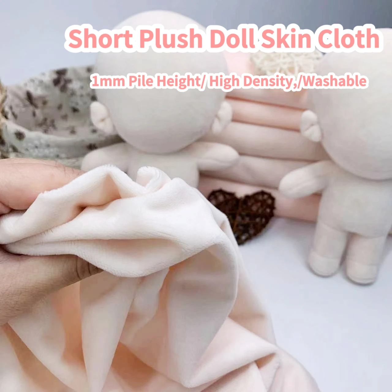1mm Velour Cotton doll Skin Fabric, Doll-Specific Skin-Colored Fabric, Crystal Super Soft Short Plush Fabric, DIY Craft Fabric