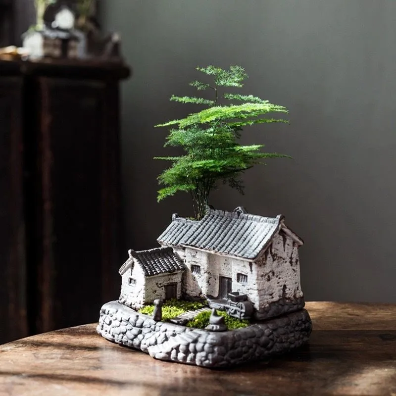 Chinese Style Potted Water Absorbing Flower Pot Creative Bamboo Water Nourishing Wealth Tree Ornament Micro Landscape Pot ZI870