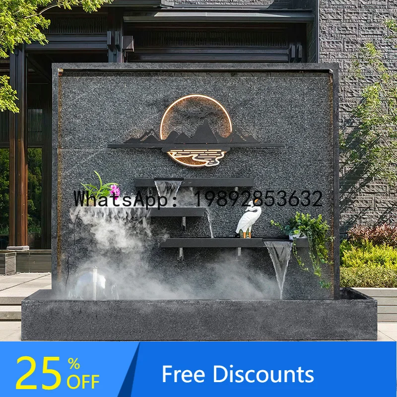 

Stone Water Fountain Decorative Background Wall Circulating Water Feature Large Fountain Water Ornament