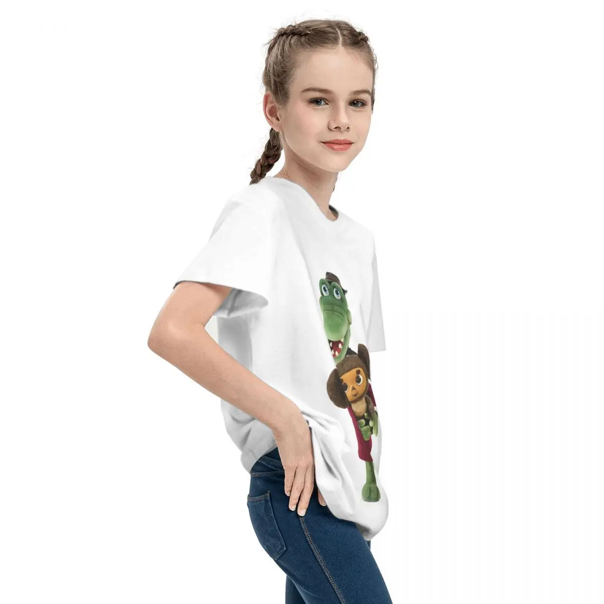 Gena & Cheburashka Classic For Sale Teeanger Basic Short Sleeve T-Shirt Round neck Top tee Cute Funny High quality image 5