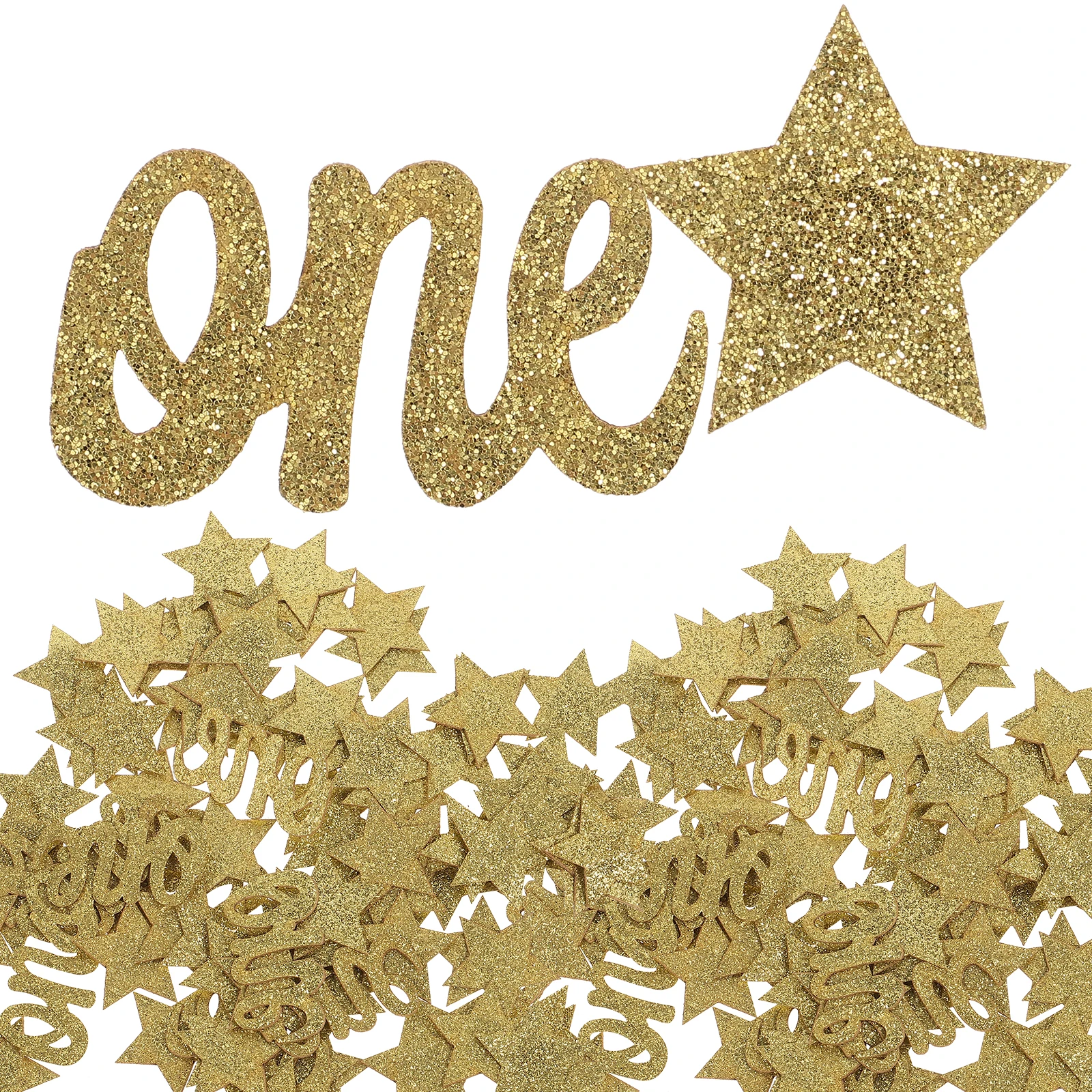 

100Pcs Gold Star and One Shape Glitter Confetti Birthday Party Supplies First Birthday Table Decor Festive Celebration