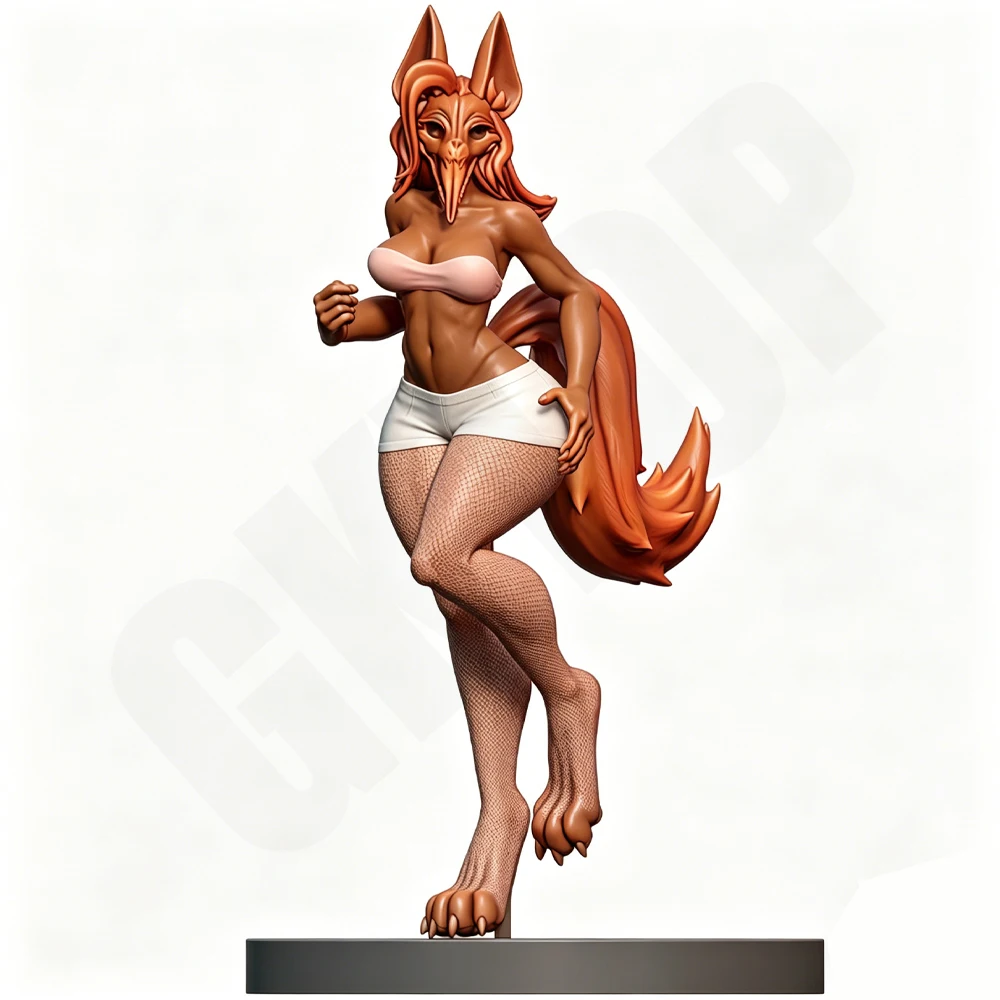 

1/24/18/16 NSFW Fox Anthro Female Grey Resin Model Unpainted 3D Printed Toy Statue Collectible DIY High Precision Miniature Kit