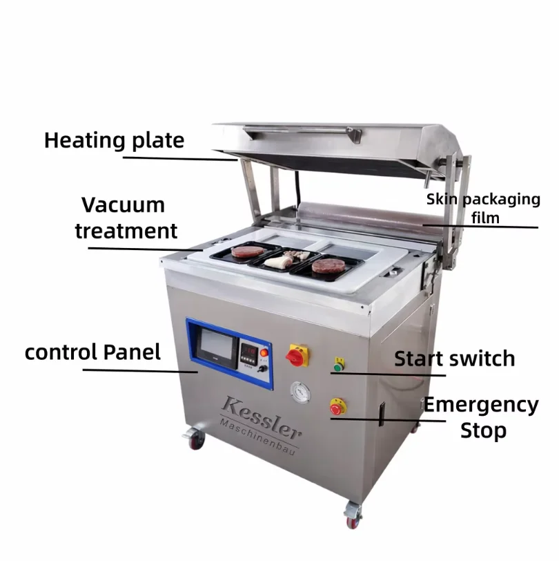 Automatic Electric Vacuum Packaging Machine for Food Trays Meat & Seafood Plastic Film 220V/380V 320kg