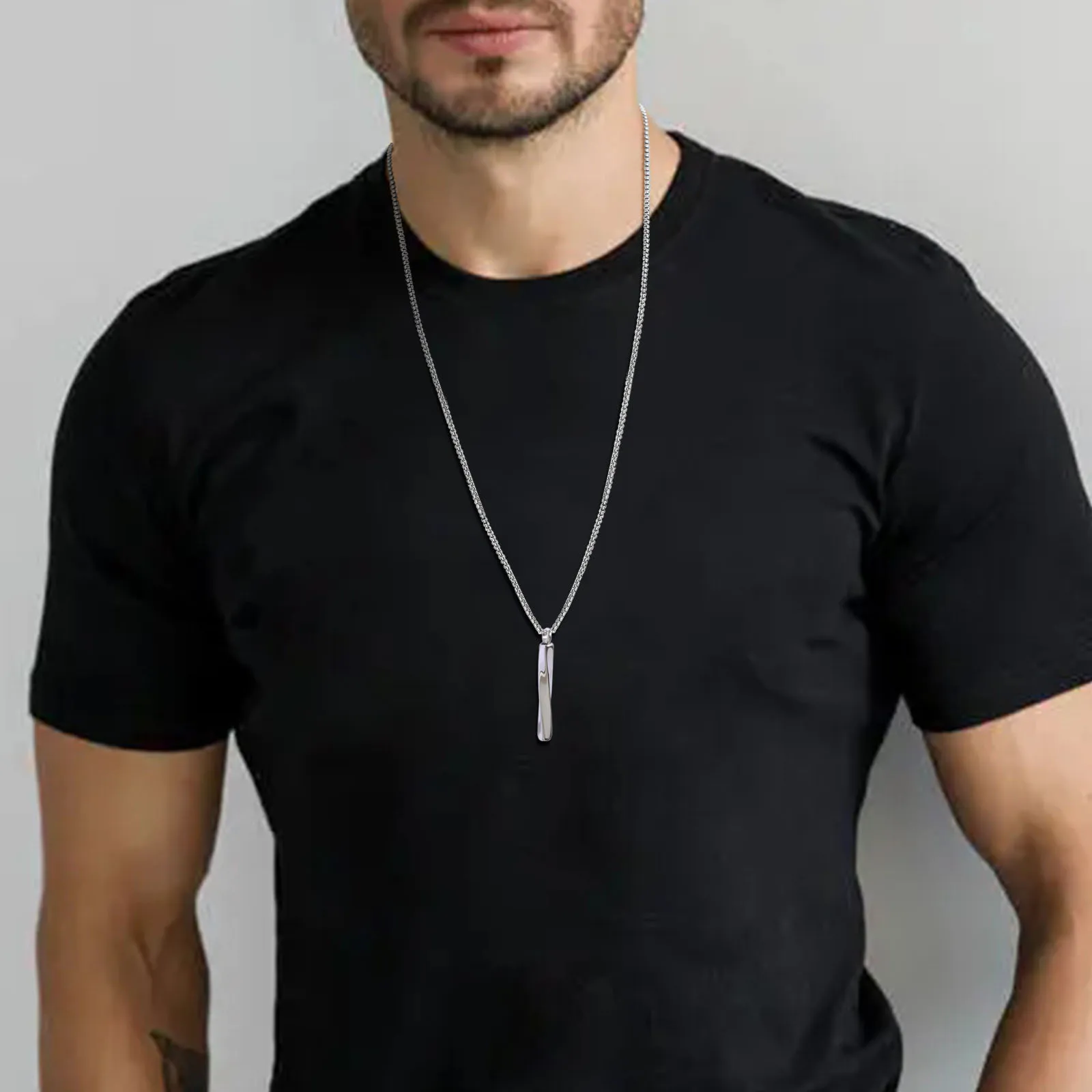 Vnox Men Stainless Steel Pendant Necklace, Dog Tag Arrow Guitar Twisted Bar Box Chain,Punk Male Jewelry Gift for Guys Daily Wear