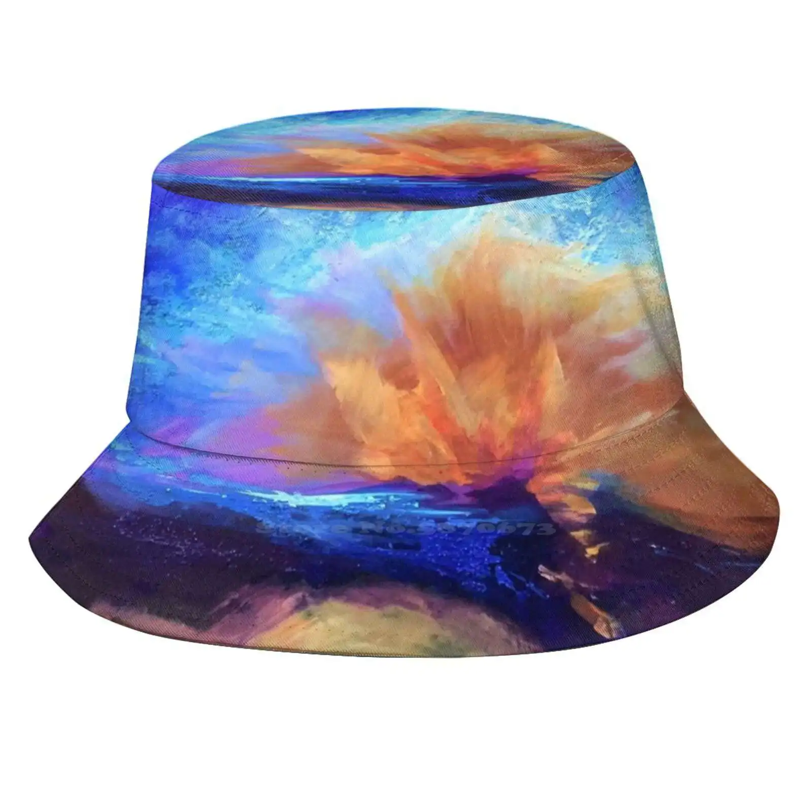 Color Burst Painting By Carrie Lacey Boerio Print Bucket Hats Sun Cap Blue Orange Original Painting Abstract Painting Carrie