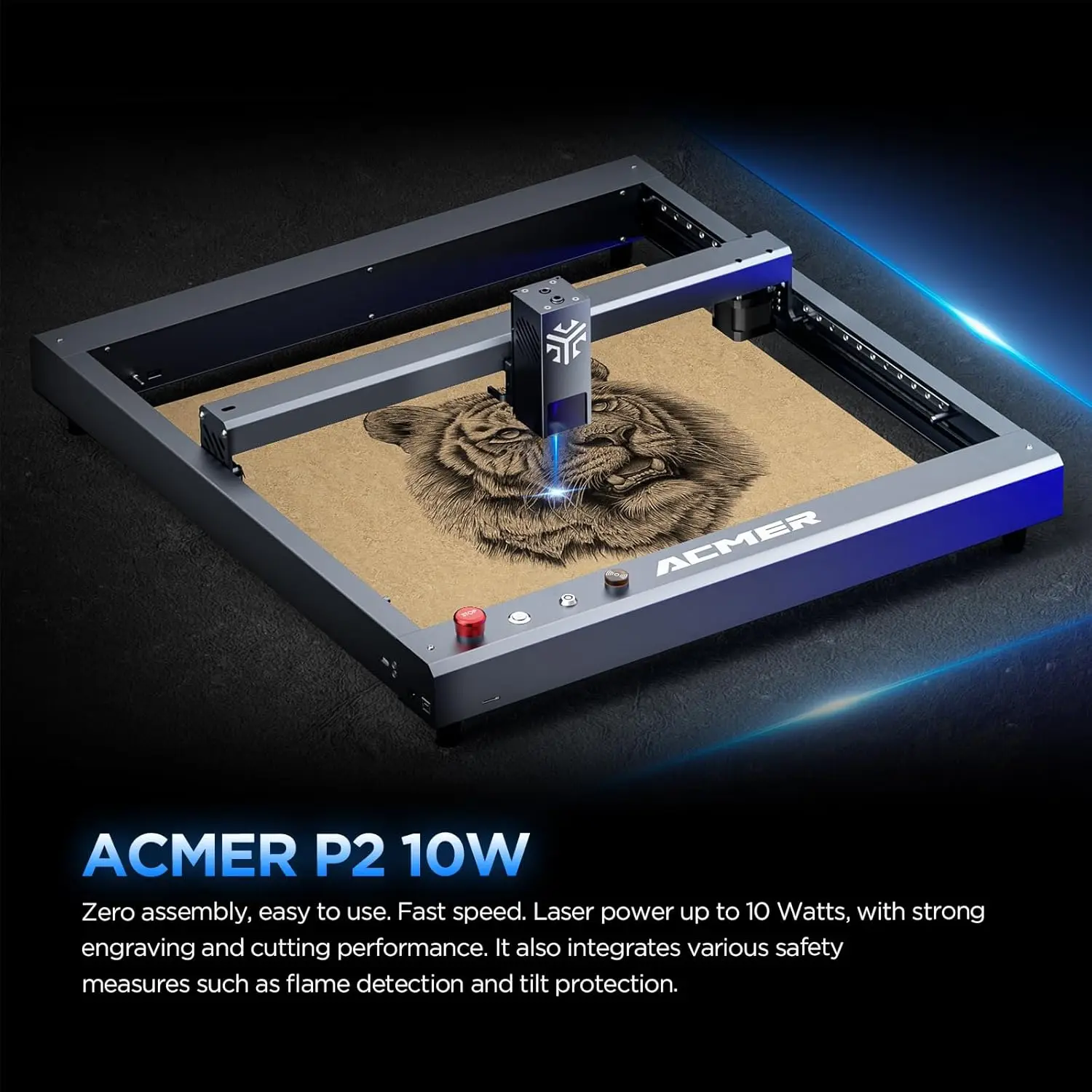 P2 Laser Engraver, 10W Output Cutter, Laser Engraving Machine, Cnc Cutter And Engraver Machine Class 4