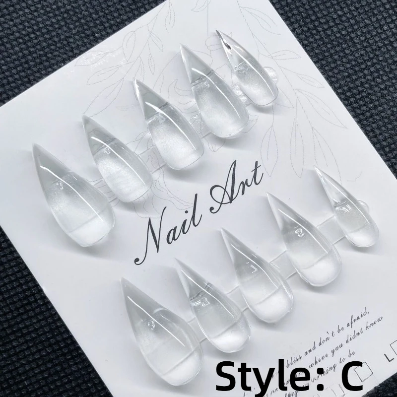 New Handmade Rhinestone Dragon Claw Press On Nails Short Cat Claws Acrylic Fake Nails With Glue Stickers For Women view 5
