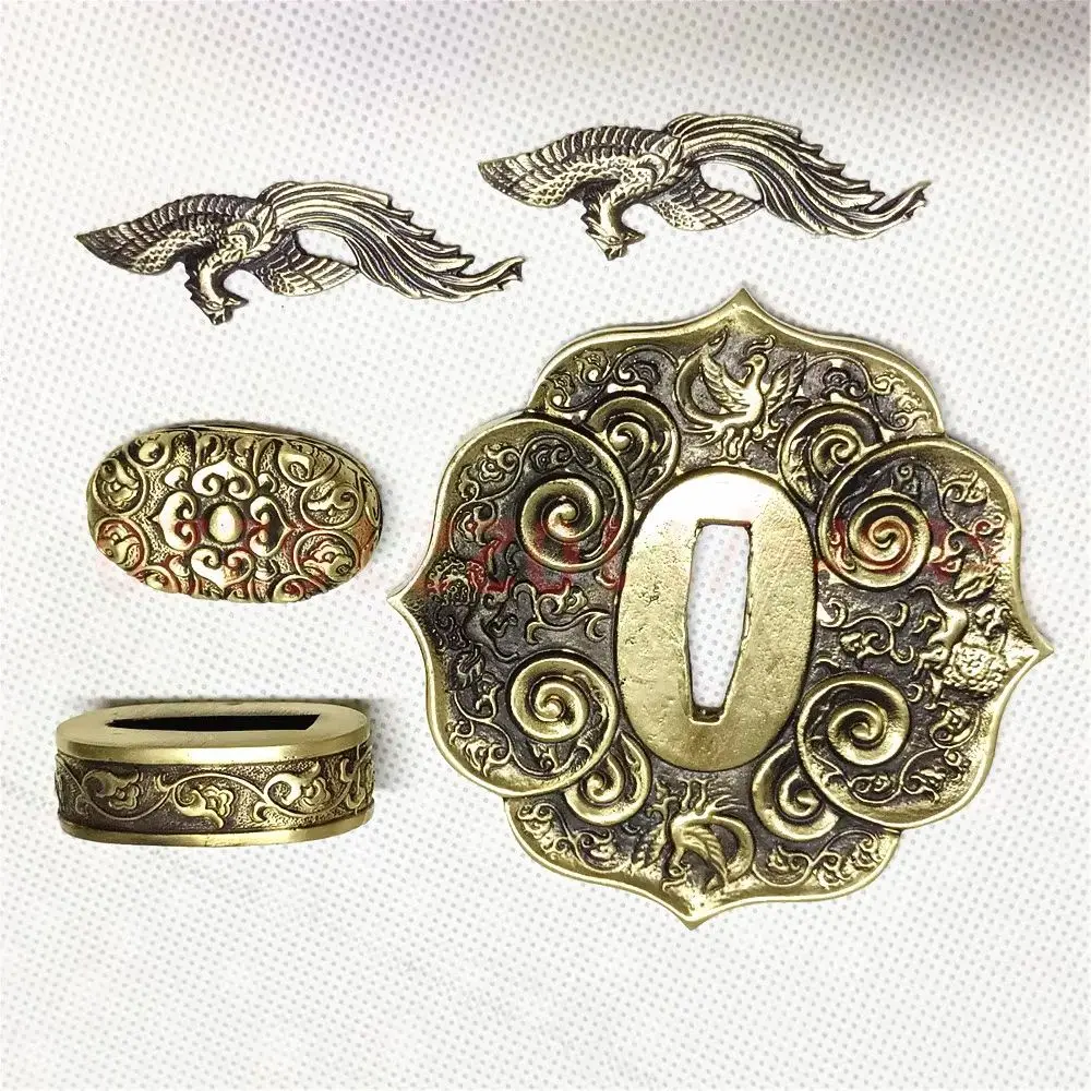 High Quality Brass Tsuba Handguard Guard Copper Fuchi Kashira Menuki For Real Japanese Japan Samurai Katana Sword Fittings Parts