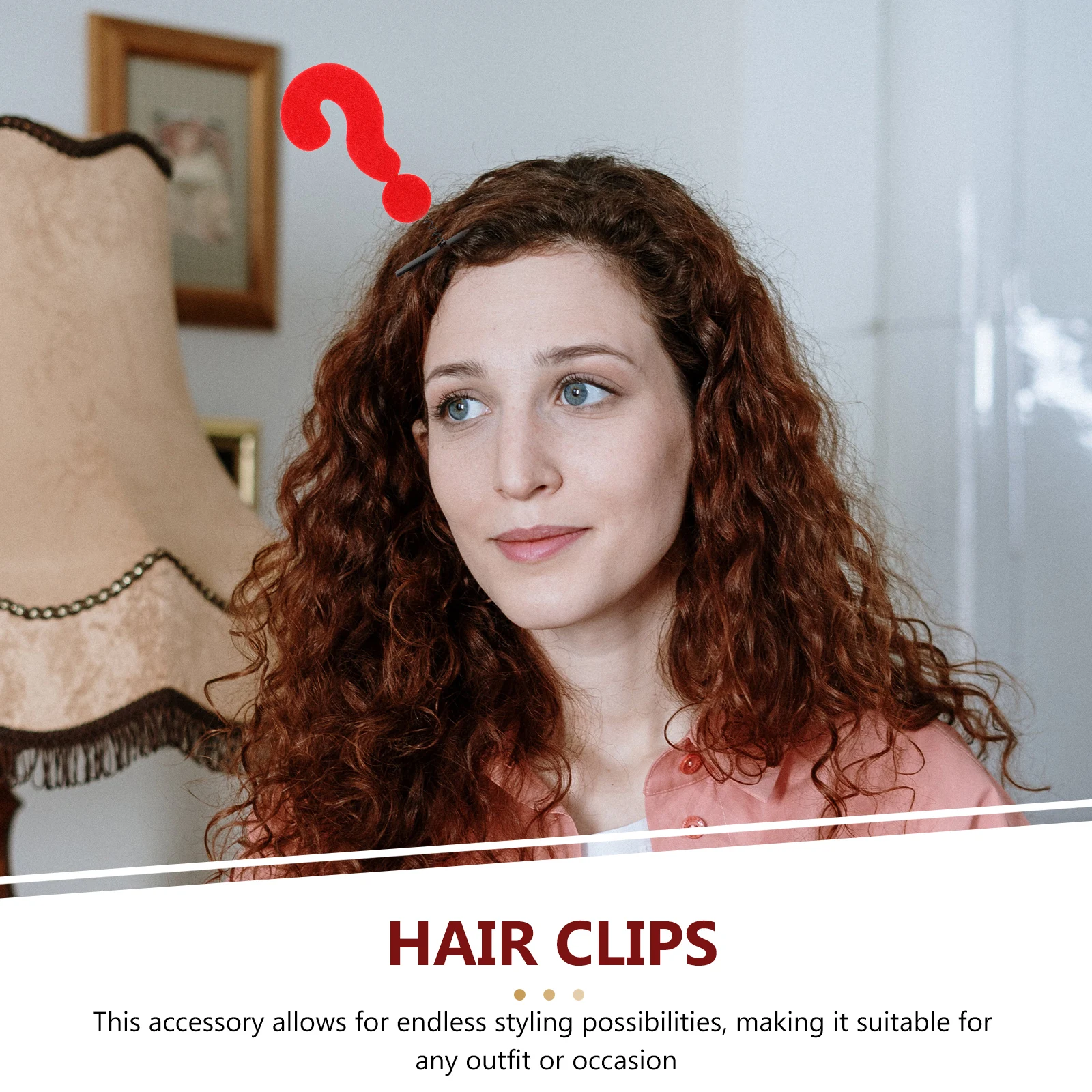 

10Pcs Question Mark Hair Clip Novelty Accessories for Girls Cartoon Funny Party Photo Props Red Color Hairpins