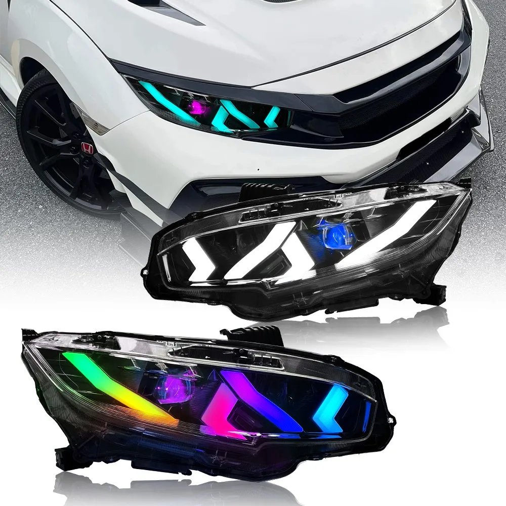 

RGB LED Sequential Headlights for Honda Civic 2016-2021 10th Gen Front Lamps 2*