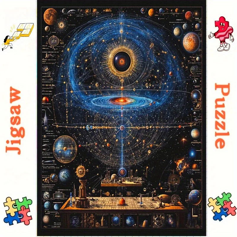 Rompecabezas cósmico de 1000 piezas para galaxia: escena espacial vibrante con planetas y estrellas, juego de 500 piezas o 1000 piezas, ideal para adultos y astronautas