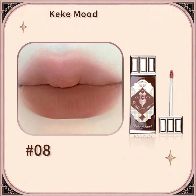 Chocolate Cloud Lip Gloss Matte Velvet Smooth Application Lip Glaze Mousse Braun Rot Flüssiger Lippenstift Make-up Lippentönung Kosmetik – Detail 14