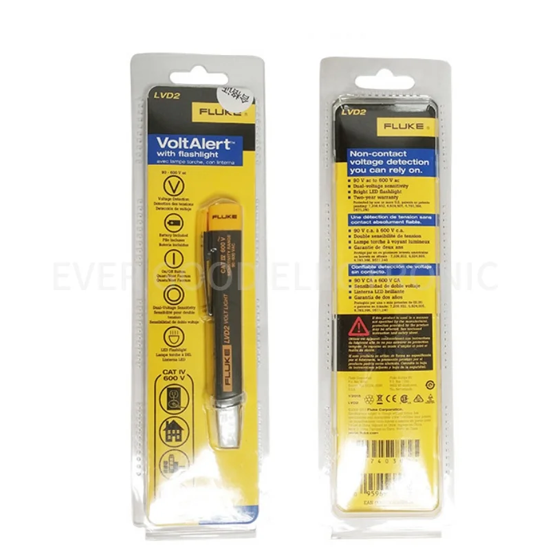 فلوك 1AC/2AC/LVD2 قلم موجه ملون غير متصل تيار متردد 200 فولت إلى 1000 فولت تيار متردد قلم اختبار تحريض الدائرة الكهربائية