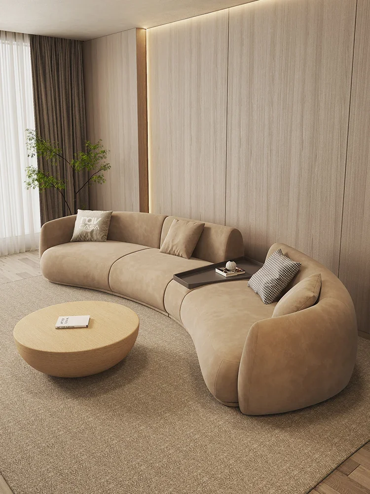 Curved Sofa Modern Minimalist Technology Fabric Sofa Nordic Style Small Space Living Room Furniture 2026 Trend Couch