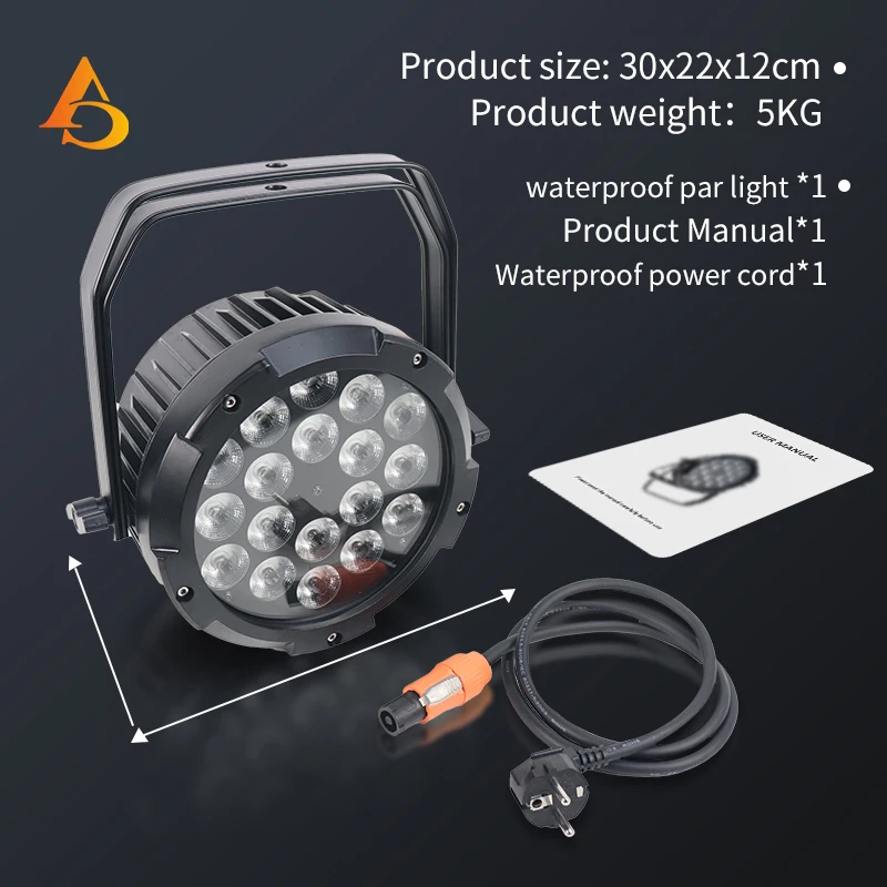 DMX IP65 Aluminum Waterproof Led Par Light 18x18W RGBWAUV 6in1 DMX512 Control Professional Stage DJ Equipment Disco Outdoor Wash