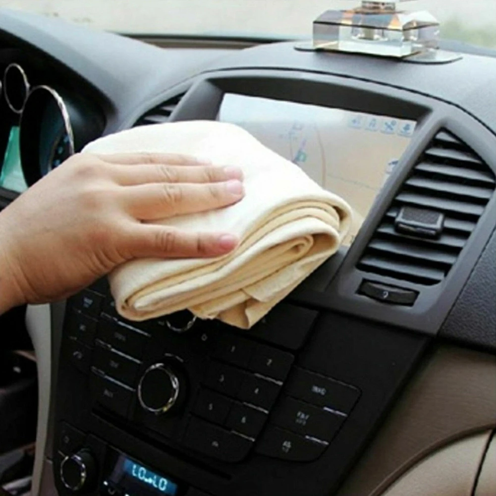 90X60CM Natural Chamois Free Shape Clean Genuine Leather Cloth Suede Ultra Absorbent Quick Dry Towels for Car Wash Accessories