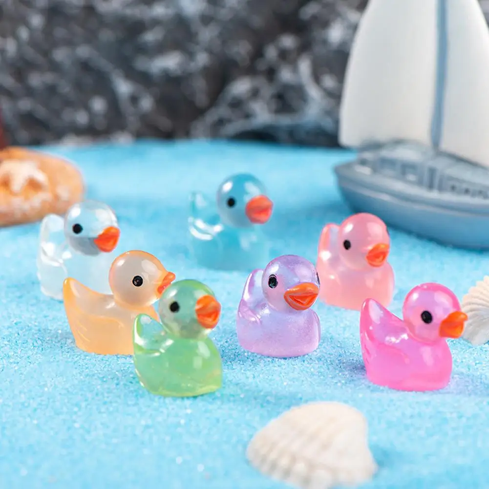 100/300PCS di Alta Qualità Luminoso Mini Anatre Ornamento Figure In Miniatura Piccolo Anatra Accessori Artigianali In Resina Decorazione Della Casa