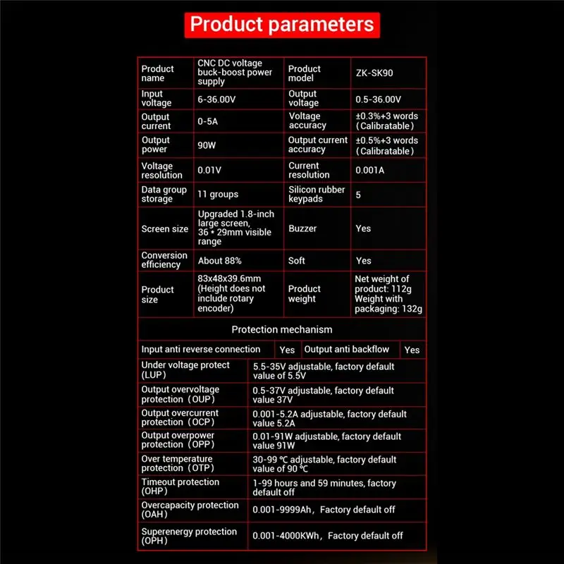 A20F-ZK-SK90 Adjustable CNC DC Regulated Power Supply Constant Voltage And Constant Current Step-Up And Step-Down Module