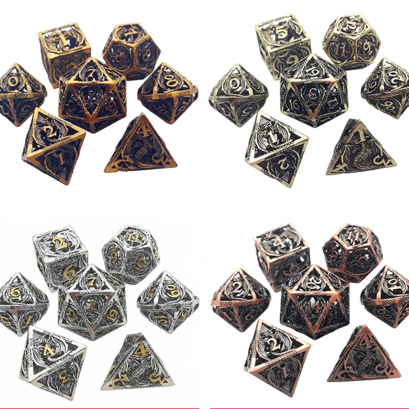 

7Pcs/set Foreign Trade New Creative Metal Hollow Dragon Dice