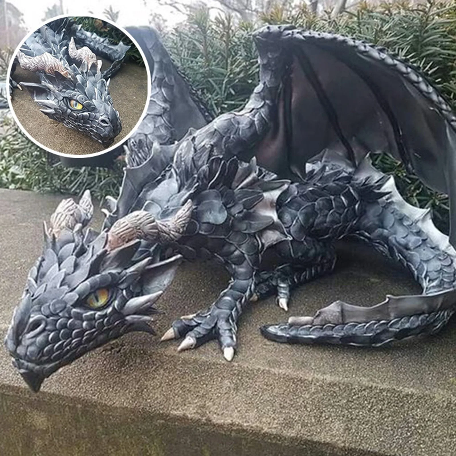 

Garden Big Squatting Dragon Sculpture Guardian Statue Garden Dragon Sculpture Halloween Outdoor Gothic Decor 2024 Hot Selling