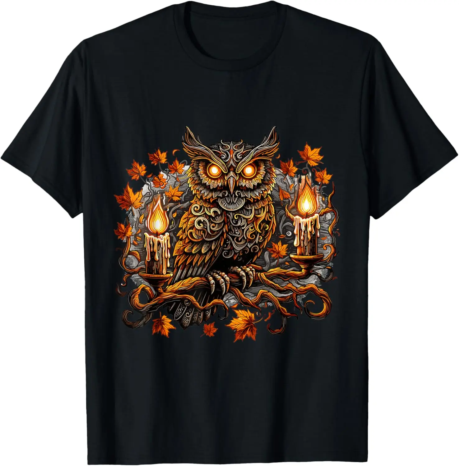 Spooky Gothic Halloween Snowy Owl Retro Eye For Owl Lover T-Shirt