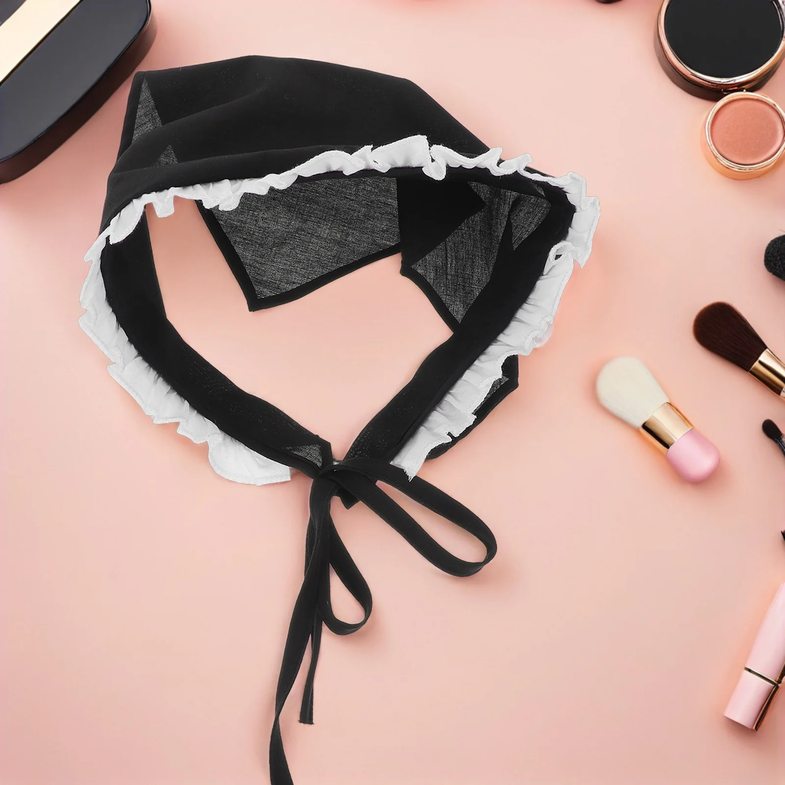 

Kitchen Cap For Women Lace Triangle Headband Scarf Adjustable Turban Bonnet Black Summer Hair Accessories Lightweight Food