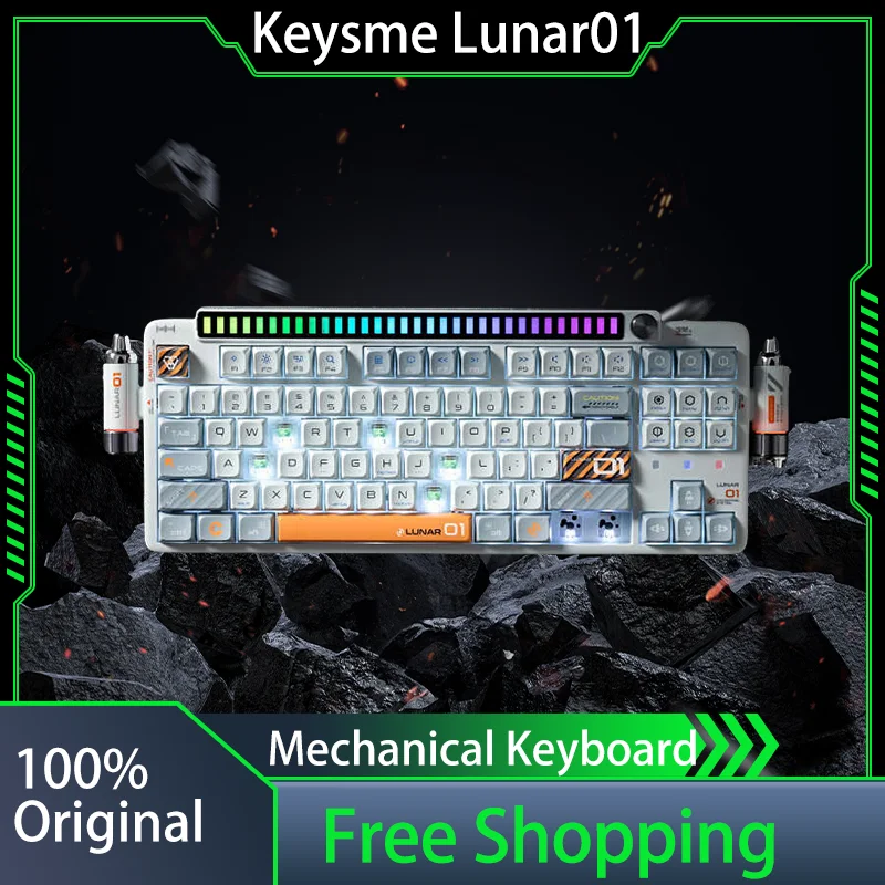 Keysme Lunar01 Mechanical Keyboard 3mode Wireless Bluetooth Cnc Custom Aluminum Alloy Gasket Rgb Light Game Laptop Structure