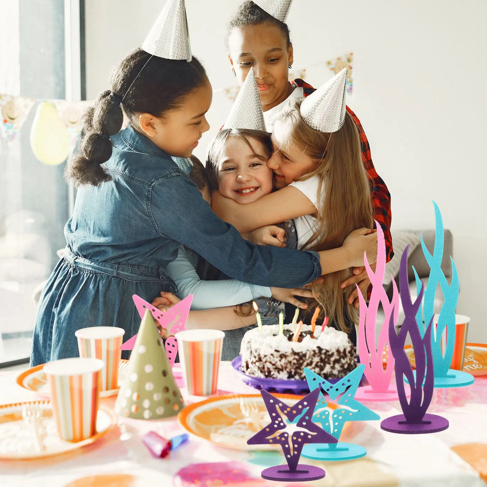 

12 Pcs Ocean Themed Table Centerpiece Felt Decorations Mermaid Birthday Party Supplies Home Garden Reusable Ocean Decor