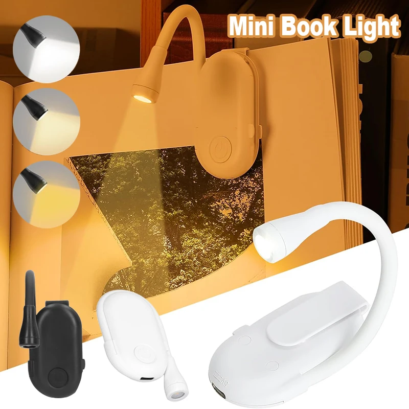 

LED Mini Book Light Portable Clip Night Lights USB Charging Dimmable Clip 360° Flip Eye Protect Reading Lamp for Bedroom Camping