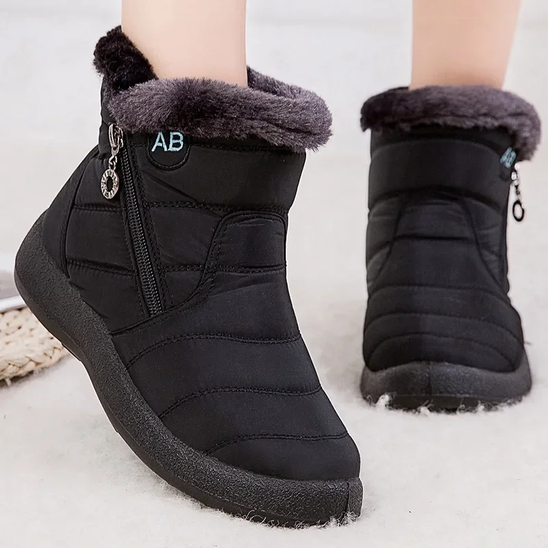 

2025 Warm Women's Ankle Boots With Fur Winter Shoes Women Low Heels Winter Boots Snow Waterproof Botas Mujer Winter Footwear