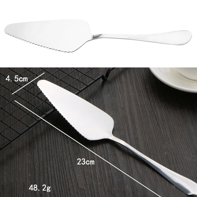 Stainless steel cake knife, stainless steel cake shovel with toothed triangular shovel, pizza shovel, cake knife