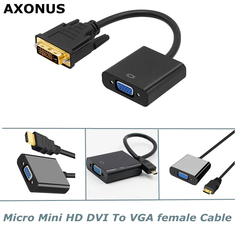For Camera Laptop HDTV PS4 Projector TV DVI Mini Micro HDMI Input to VGA Output Connector 1080P Suitable