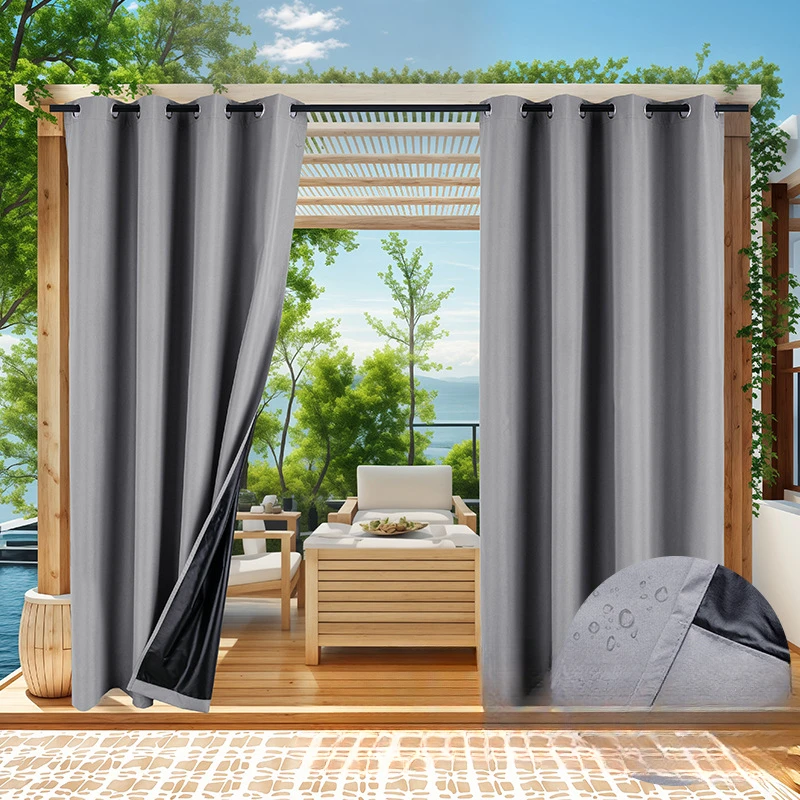 

Curtains for Living Dining Room Bedroom Outdoor Perforated Curtains Sunshade Blackout Rainproof Curtains Finished