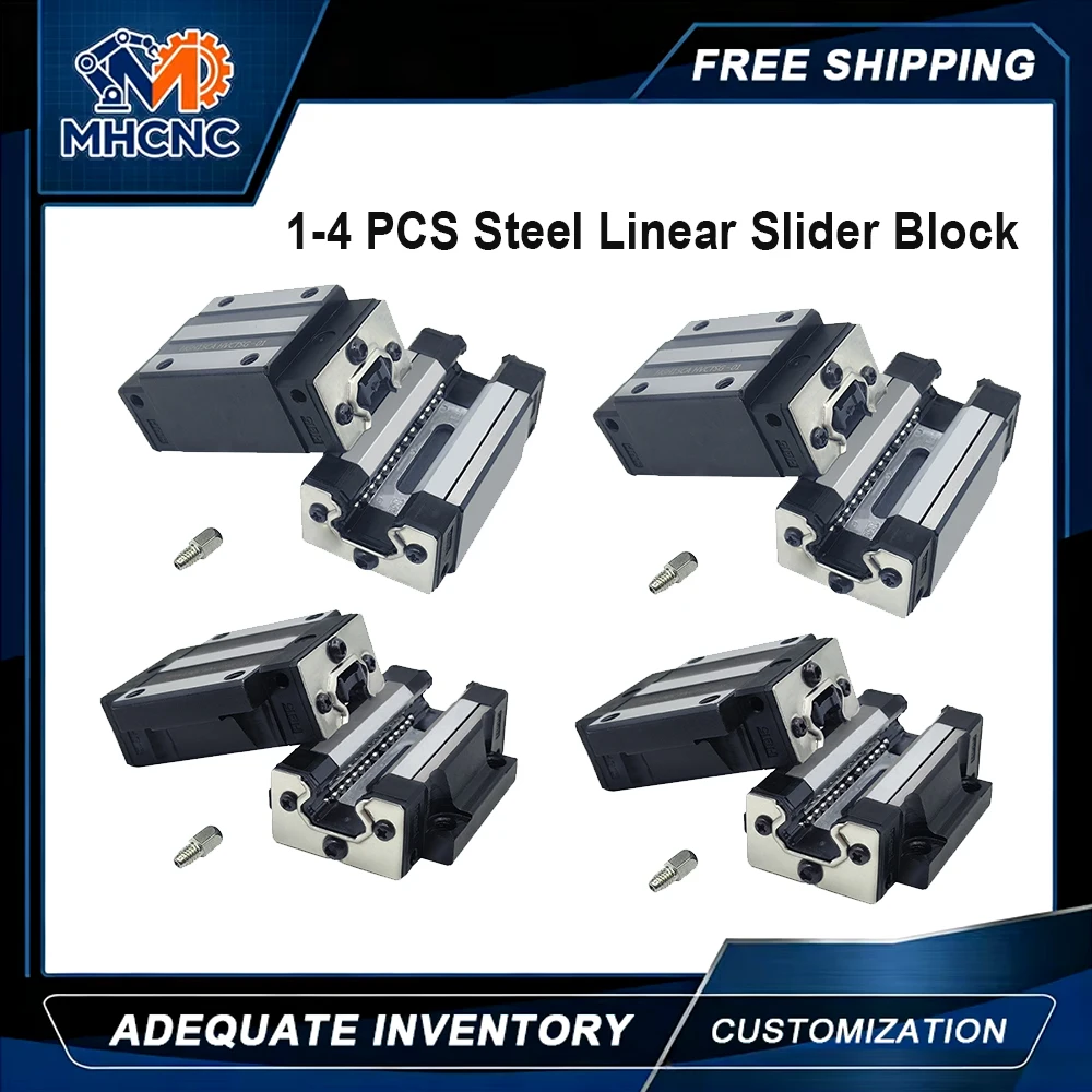 1/2/4 PCS HGH15/20CA HGW15/20CC Steel Linear Slider Block For HGR15/20 Guide Rail CNC Router Robot Arm Automation DIY Parts