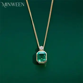 Wowen Green Diamond Grown ct Lab Grown Emerald Necklace 925 Silver Plated 18k Gold Necklace