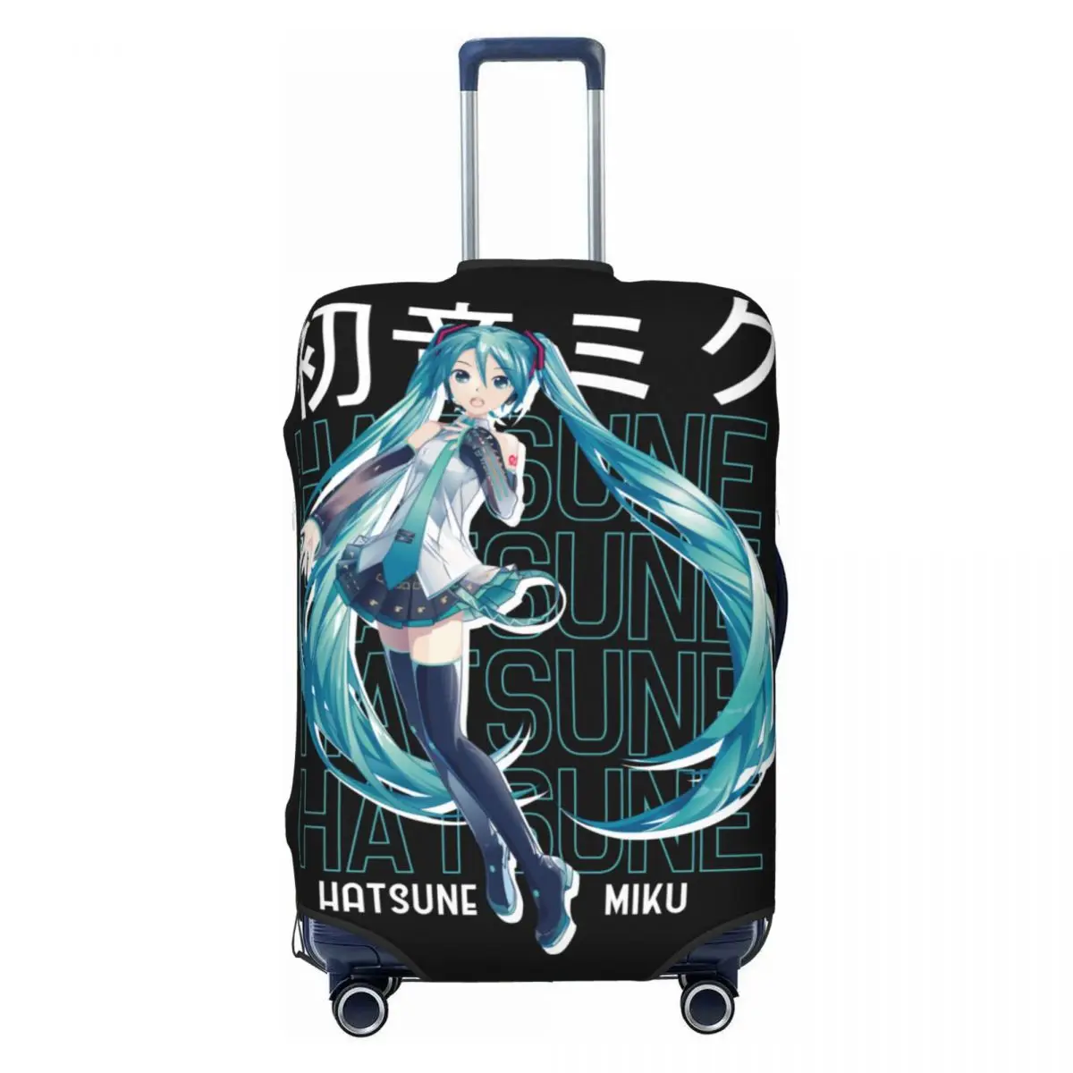 カスタムキュートな初音ミク-vocaloid-ロックアニメ-ラゲッジカバー-プロテクター-伸縮性のある旅行用スーツケースカバー