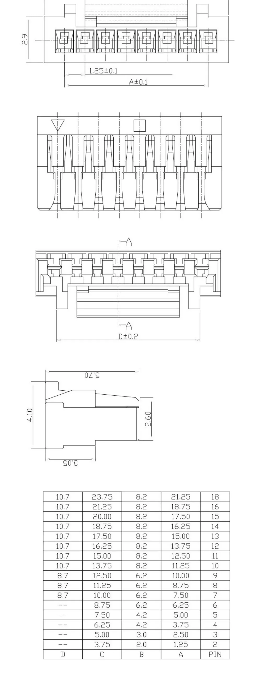 5 Stück GH1.25 Verriegelungsschnalle zu 2.54 Dupont-Anschlusskabel 2 3 4 5 6P Verbindungsadapter Verlängerungslänge 20CM – Detail 2