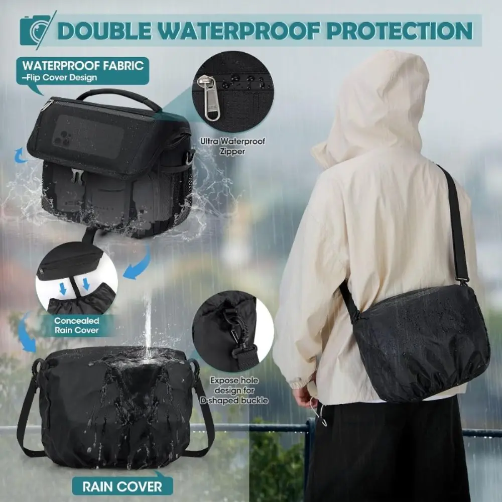 with Tripod Holder Camera Bag with Rain Cover Large Capacity DSLR/SLR/Mirrorless Camera Case Portable for Canon/Nikon/Sony/Fuji