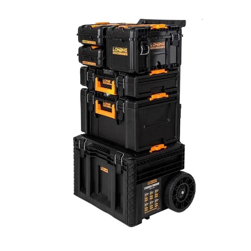 Multifunctional Tool Case Combination Large Hard Case Toolbox Cart Adjustable Waterproof Toolboxes with Wheels Plastic Box