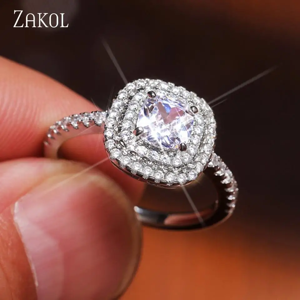 ZAKOL Copper Micro-set Zircon Fashionable Exquisite Size Ring For Women Engagement Party Bridal Charm Shiny Jewelry Accessories