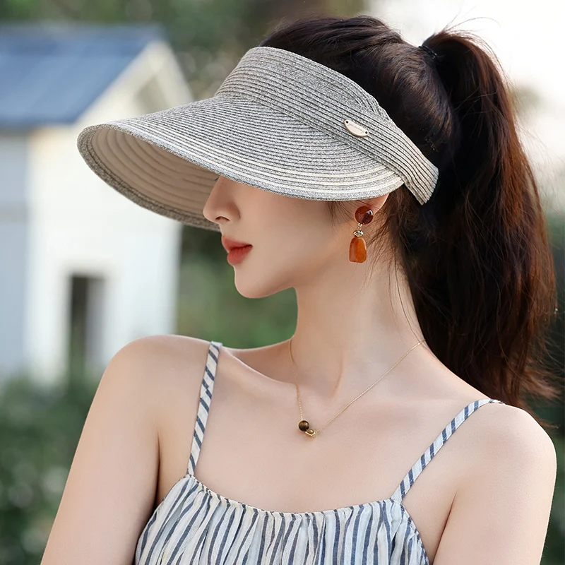 

Women's Summer Sun Protection St Hat Foldable Emp Top Hat Ultra Violet Protection Long Brim Hat Casual Sle Outdoors Hat