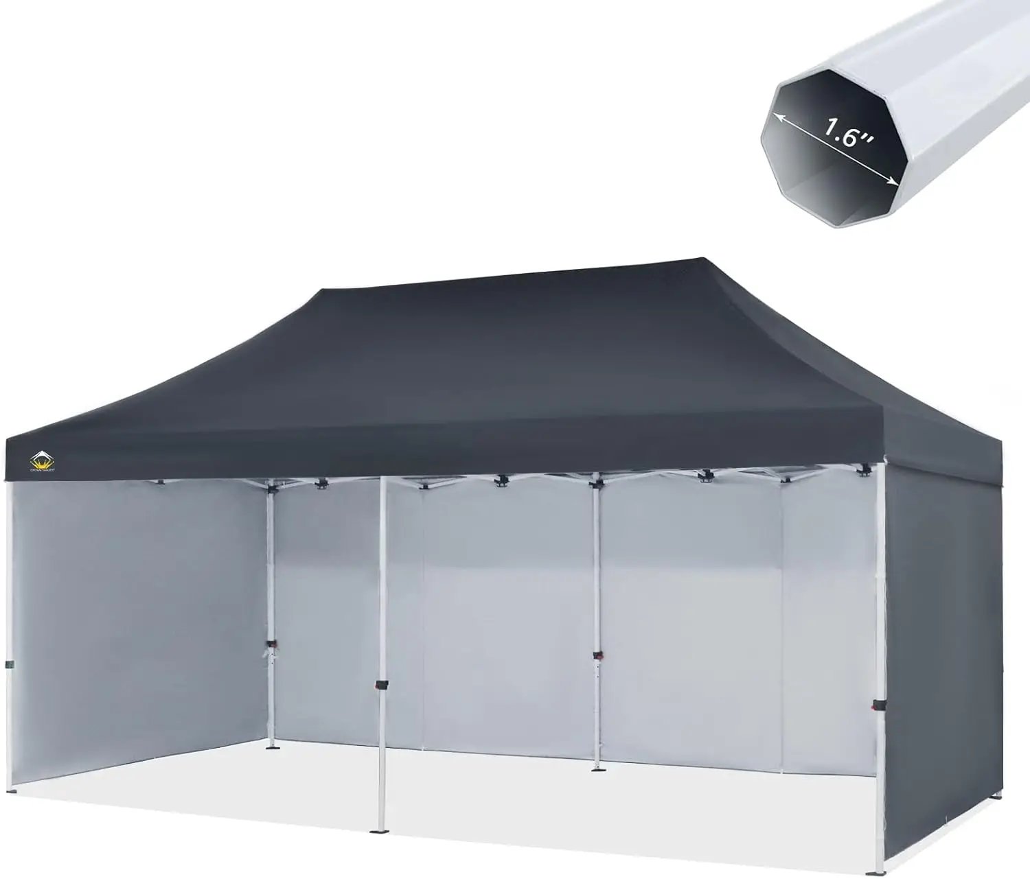 

10x20 Pop Up Canopy Tent, Thicken Frame Commercial Heavy Duty Tent, Silver-Coated with 4 Sidewalls 8 Stakes 4 Sandbags 4 Ropes