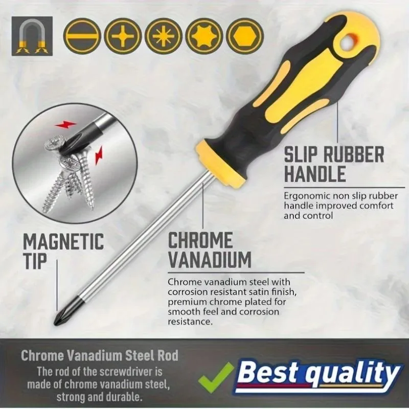 

43pcs Magnetic Screwdriver Set, Including Slotted, Phillips, Hexagonal, Pozidriv, Magnetizer, Demagnetizer, Replaceable Screwdri