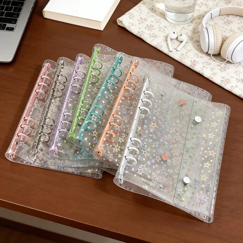 A5 Laser Star Double Button DIY Binder Photocards Collect Book Diary Agenda Planner DIY Cover Album Stationery