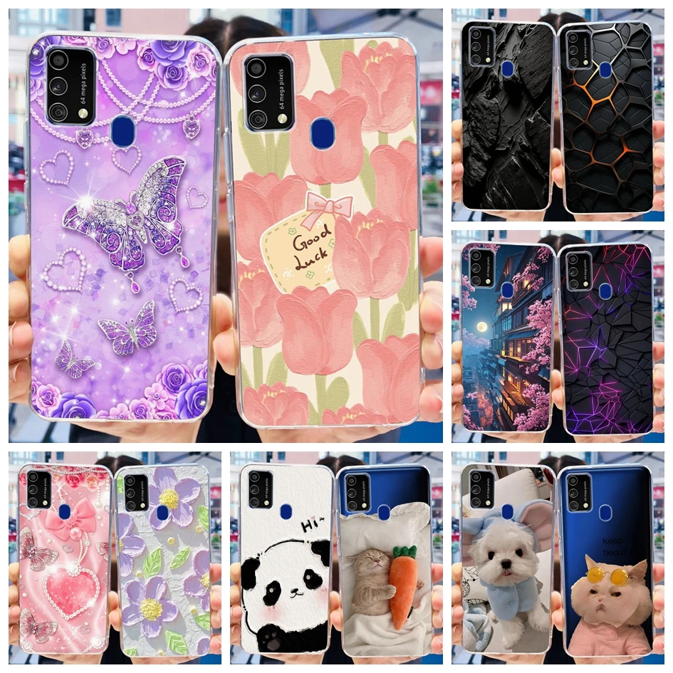 For Samsung Galaxy M21s Case M31 Silicon Clear Phone Cases For Samsung M21s M31 Prime SM-M315F M 31 M 21s Soft Back Cover Flower