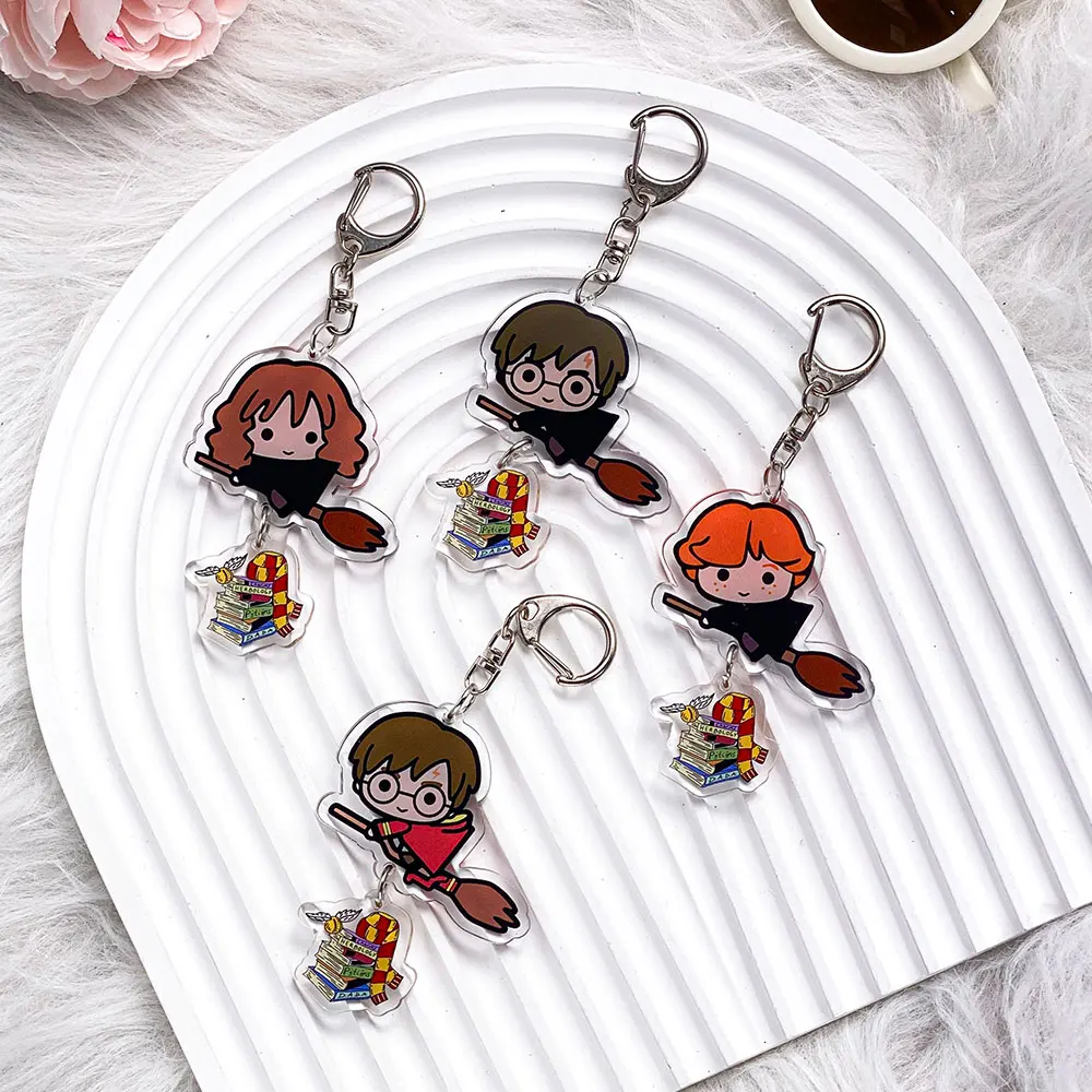 Personajes de Anime Harry Potter llavero acrílico accesorios Ron Weasley bolso encanto lindo mochila colgante llavero regalos para amigos