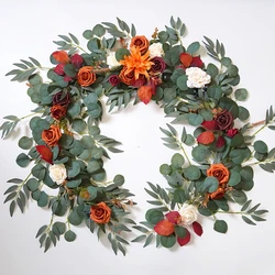 Yannew Artificial Flower Garlands for Table Runner Eucalyptus Sweetheart Table Centerpieces for Backdrop Boho Wedding Decoration