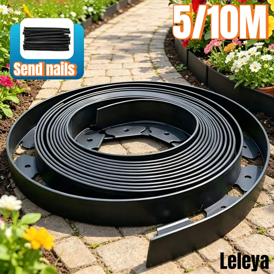 5/10M Landscape Edging Kit Fixed Garden Barrier Lawn Grass Plastic Edging Border Edging Garden  Coil for Lawn Yard Pathway