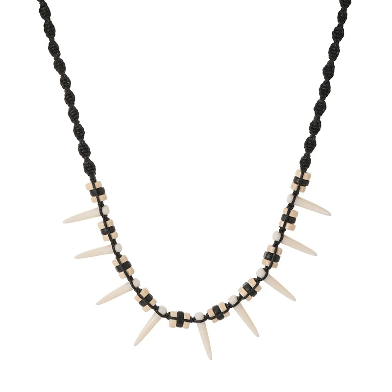 Wholesale Fashionable Woven Bohemian Imitation Wolf Teeth Necklace Couple Necklace Amulet Gift DIY Decoration